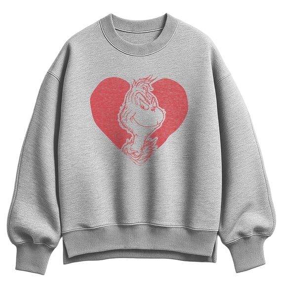 The Grinch - Heart Women's Oversized Fleece Crew Sweatshirt