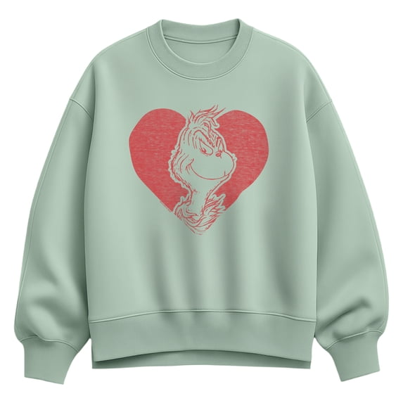 The Grinch - Heart Women's Oversized Fleece Crew Sweatshirt
