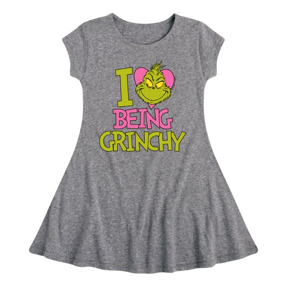 The Grinch - I Love Being Grinchy - Toddler & Youth Girls Fit & Flare Dress