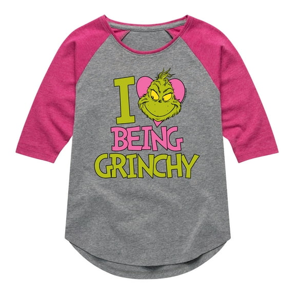 The Grinch - I Love Being Grinchy - Toddler & Youth Girls Raglan Graphic T-Shirt