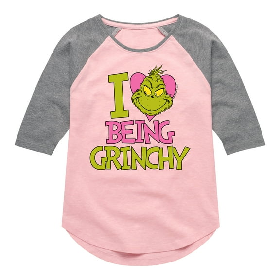 The Grinch - I Love Being Grinchy - Toddler & Youth Girls Raglan Graphic T-Shirt
