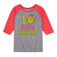 thumbnail image 1 of The Grinch - I Love Being Grinchy - Toddler & Youth Raglan Graphic T-Shirt, 1 of 6