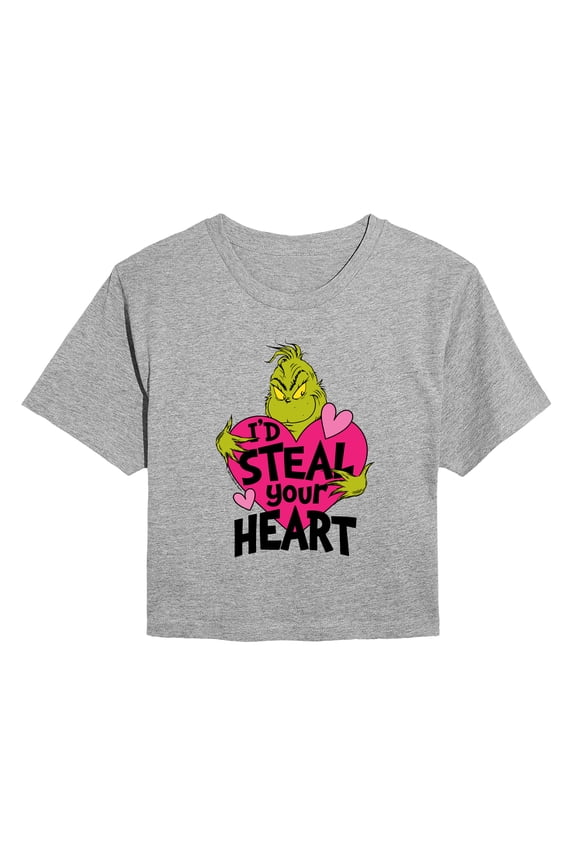 The Grinch - I'd Steal Your Heart - Juniors Cropped Graphic T-Shirt
