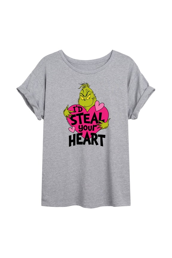 The Grinch - I'd Steal Your Heart - Juniors Oversized Graphic T-Shirt