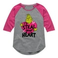 thumbnail image 1 of The Grinch - I'd Steal Your Heart  - Toddler & Youth Girls Raglan Graphic T-Shirt, 1 of 5