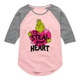 thumbnail image 1 of The Grinch - I'd Steal Your Heart  - Toddler & Youth Girls Raglan Graphic T-Shirt, 1 of 5