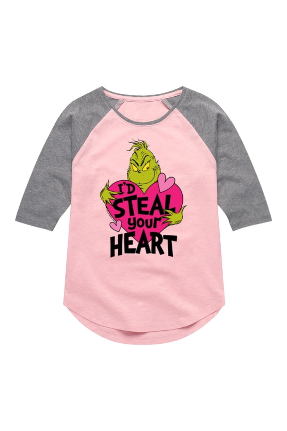 The Grinch - I'd Steal Your Heart - Toddler & Youth Girls Raglan Graphic T-Shirt
