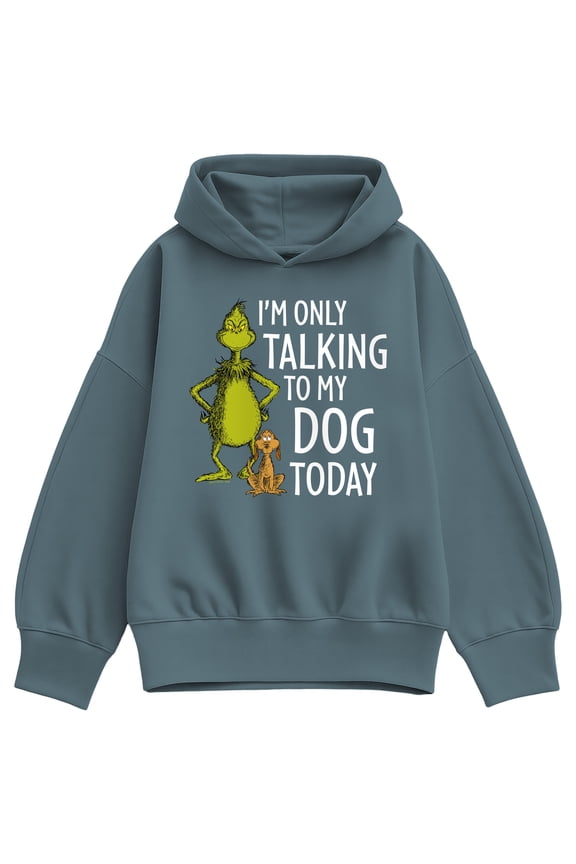 The Grinch - I'm Only Talking To My Dog Today - Women's Oversized Fleece Hoodie Sweatshirt