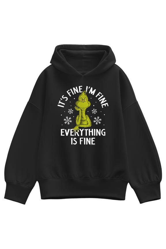 The Grinch - It's Fine I'm Fine Everything Is Fine - Women's Oversized Fleece Hoodie Sweatshirt