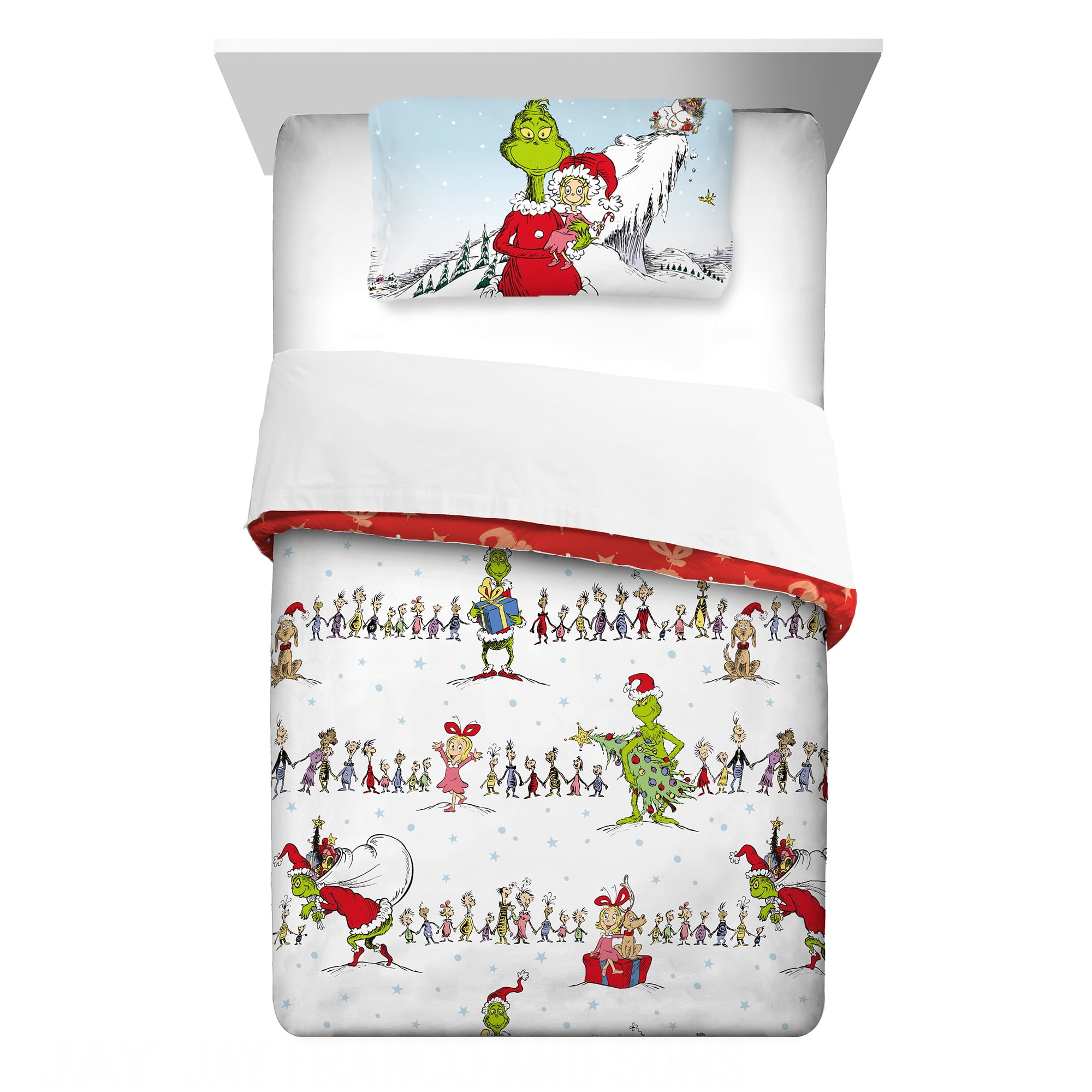 The Grinch Kids Comforter and Pillowcase, 2-Piece Set, Twin/Full, Reversible