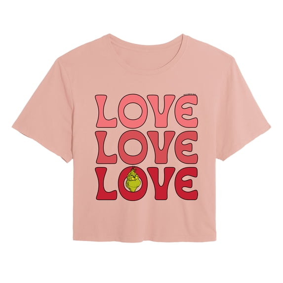 The Grinch - Love Stack - Juniors Cropped Graphic T-Shirt