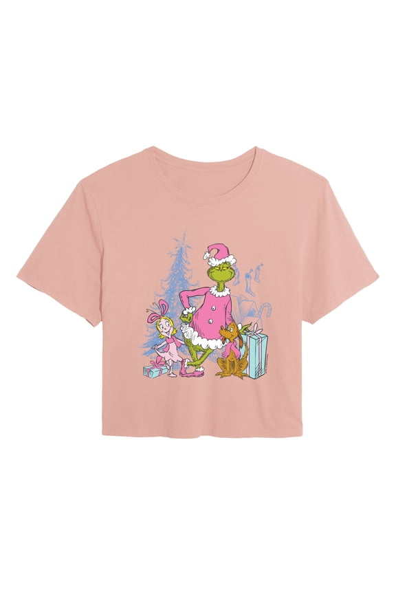 The Grinch - Max And Cindy Lou - Juniors Cropped Graphic T-Shirt
