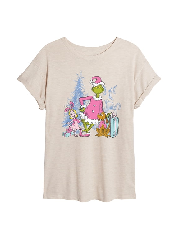 The Grinch - Max And Cindy Lou - Juniors Oversized Graphic T-Shirt