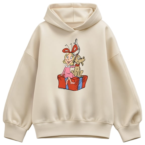 The Grinch - Max And Cindy Lou Present - Women's Oversized Fleece Hoodie Sweatshirt
