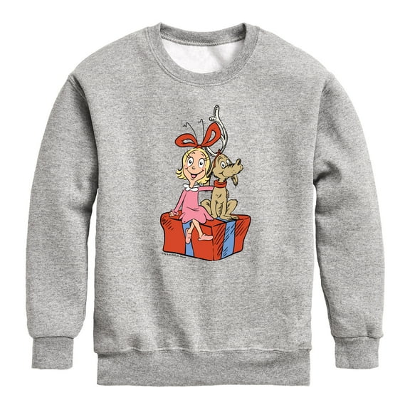 The Grinch - Max And Cindy Lou Present - Youth Boys Crew Fleece Sweatshirt