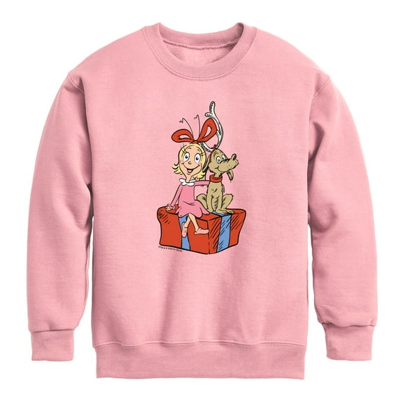 The Grinch - Max And Cindy Lou Present - Youth Boys Crew Fleece Sweatshirt