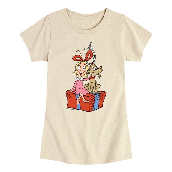 The Grinch - Max And Cindy Lou Present - Youth Girls Fitted Short Sleeve T-Shirt