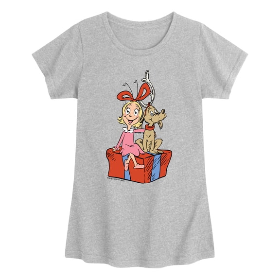 The Grinch - Max And Cindy Lou Present - Youth Girls Fitted Short Sleeve T-Shirt