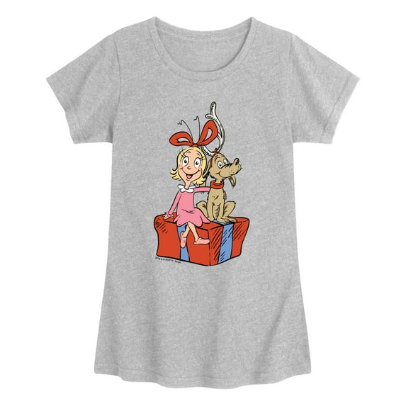 The Grinch - Max And Cindy Lou Present - Youth Girls Fitted Short Sleeve T-Shirt