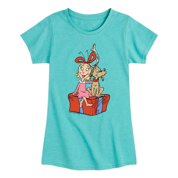 The Grinch - Max And Cindy Lou Present - Youth Girls Fitted Short Sleeve T-Shirt