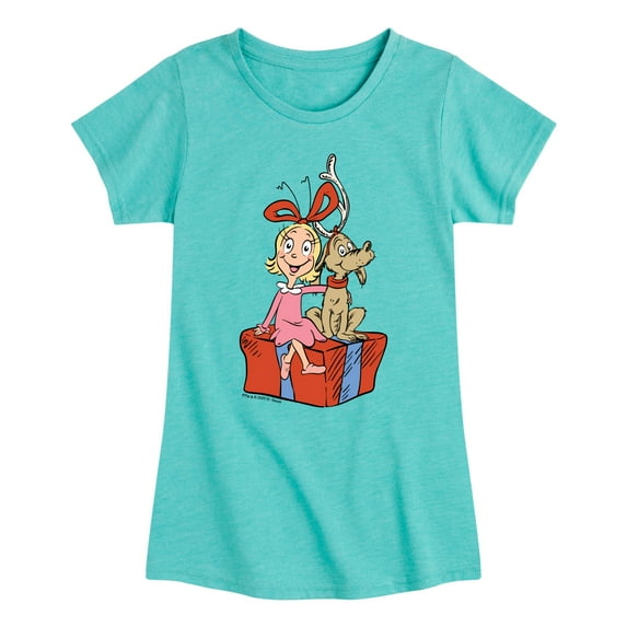 The Grinch - Max And Cindy Lou Present - Youth Girls Fitted Short Sleeve T-Shirt