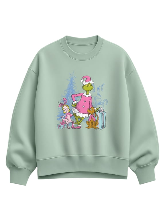 The Grinch - Max And Cindy Lou Women's Oversized Fleece Crew Sweatshirt