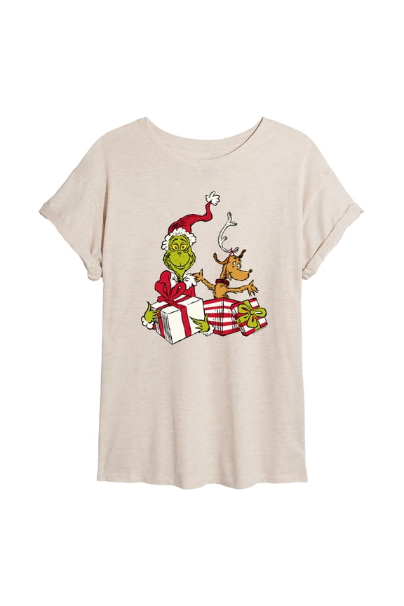 The Grinch - Max Presents - Juniors Oversized Graphic T-Shirt