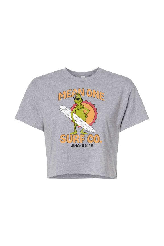 The Grinch - Mean One Surf Co - Juniors Cropped Cotton Blend T-Shirt