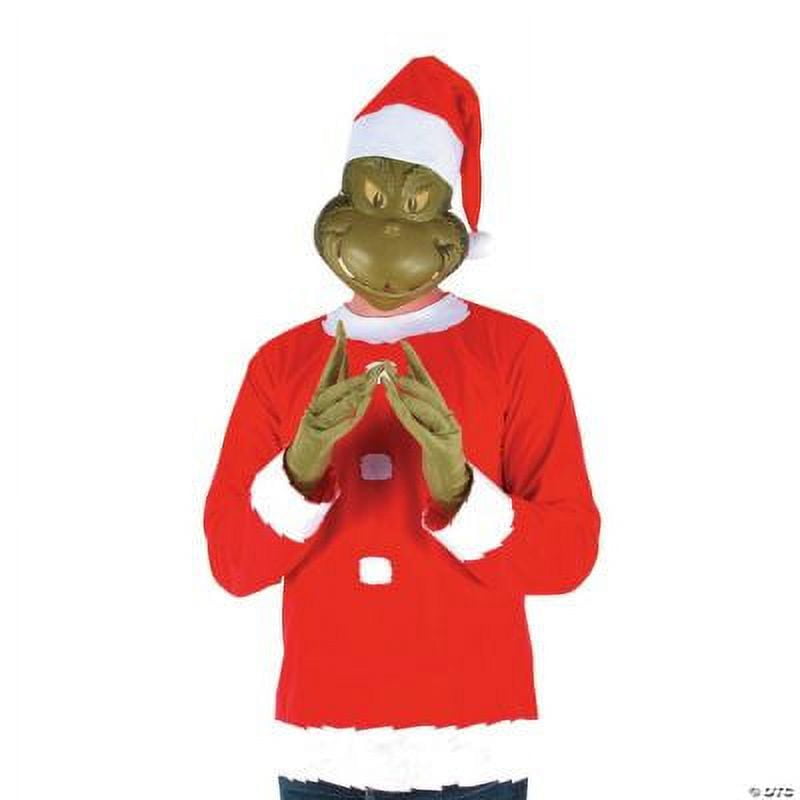 Christmas Adult Grinch Costume Kids Santa Claus Costume Men And Women 7 Pcs  Costume Set Including Mask_y