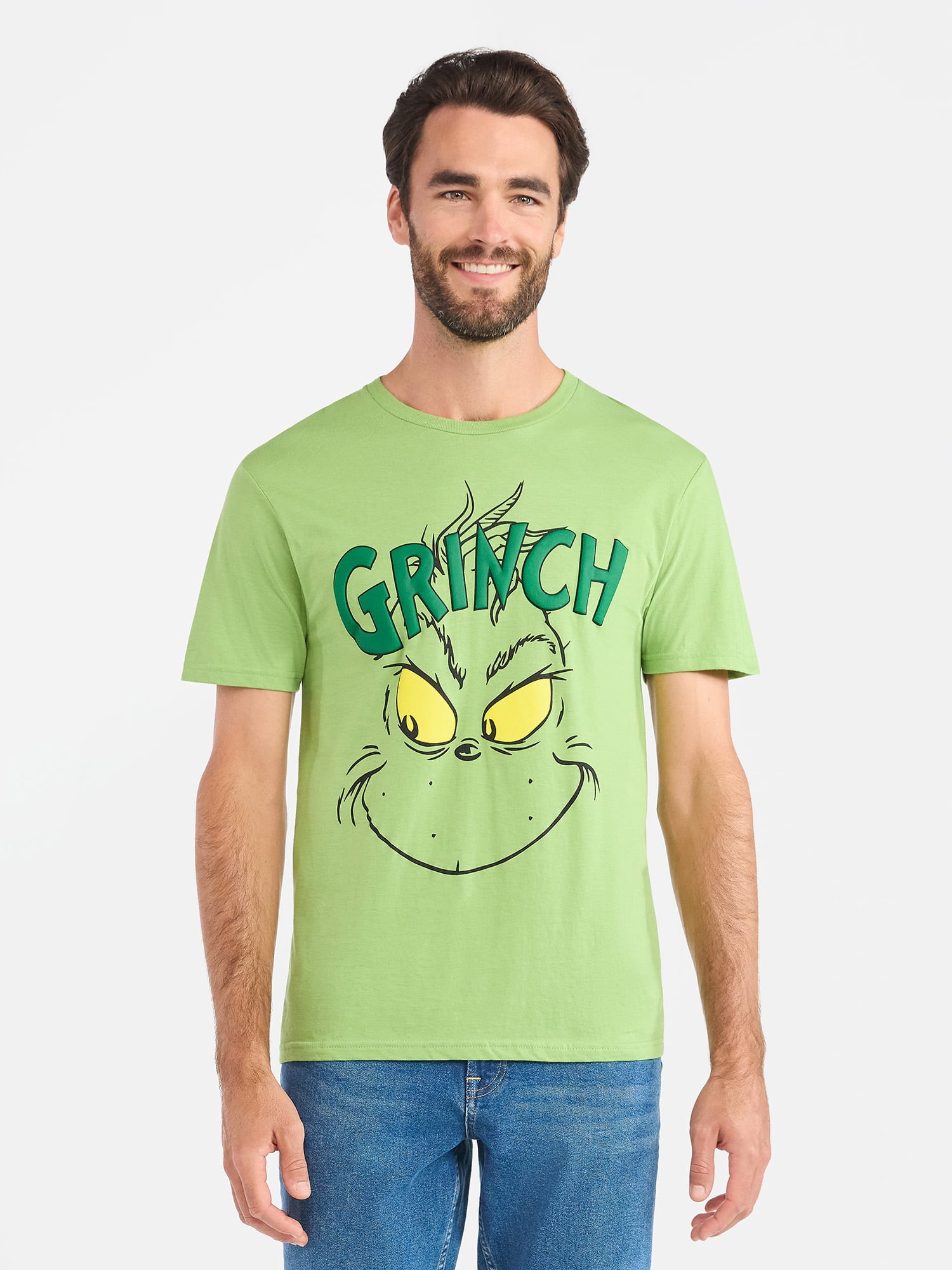 The Grinch, Men's & Big Men's Graphic T-Shirt, Clever Face, Sizes S-3XL