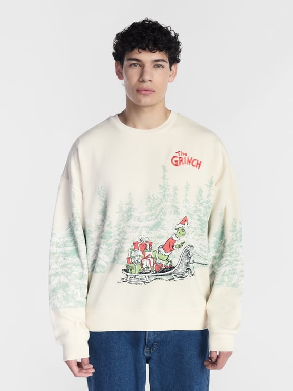 The Grinch Men's Christmas Crewneck Fleece Graphic Sweatshirt, Sizes XS-3XL