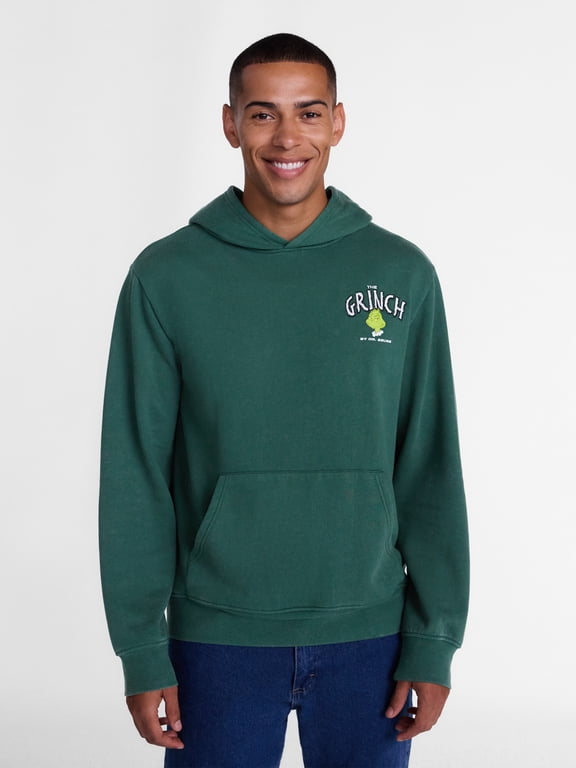 The Grinch Men's Front and Back Whoville Graphic Hoodie, Sizes XS-4XLT