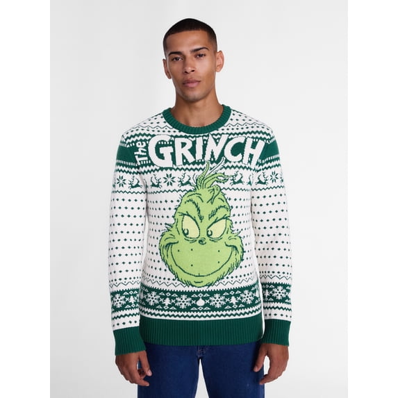 The Grinch Men's and Big Men's Mischievous Holiday Sweater, Sizes XS-3XL