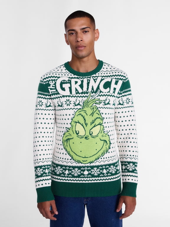 The Grinch Men's and Big Men's Mischievous Holiday Sweater, Sizes XS-3XL