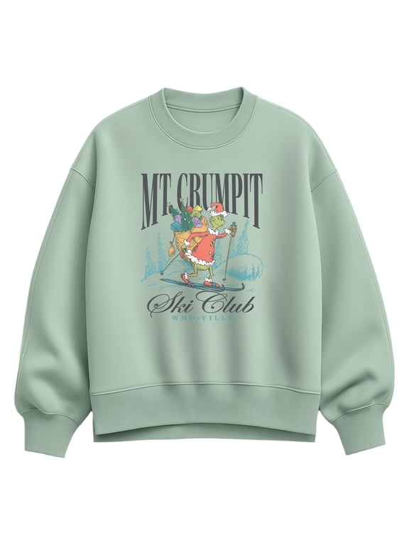 The Grinch - Mt.Crumpit Ski Club Women's Oversized Fleece Crew Sweatshirt