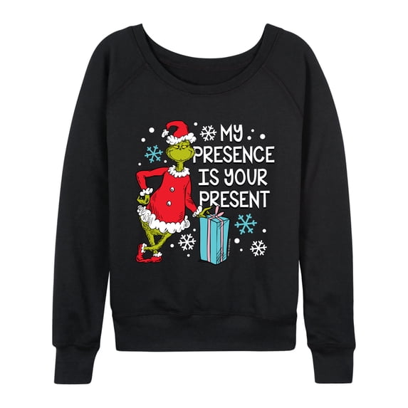The Grinch - My Presence Is Your Present - Women's French Terry Long Sleeve Pullover