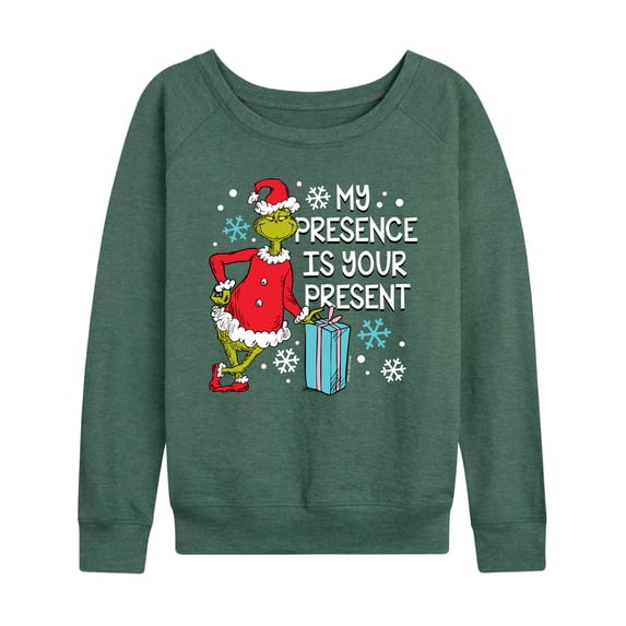 The Grinch - My Presence Is Your Present - Women's French Terry Long Sleeve Pullover