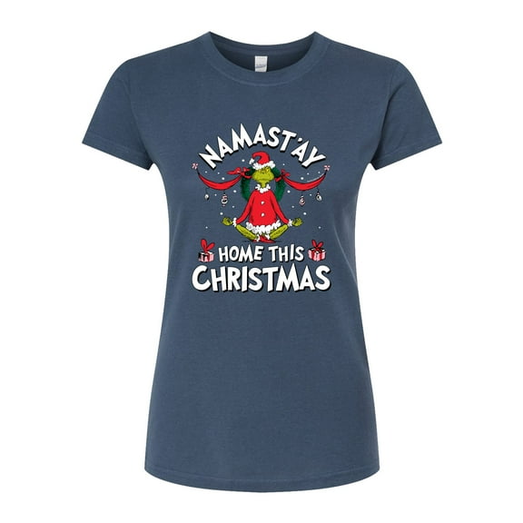 The Grinch - Namastay Home This Christmas - Juniors Fitted Graphic T-Shirt