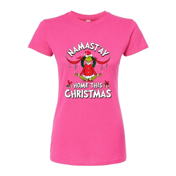 The Grinch - Namastay Home This Christmas - Juniors Fitted Graphic T-Shirt