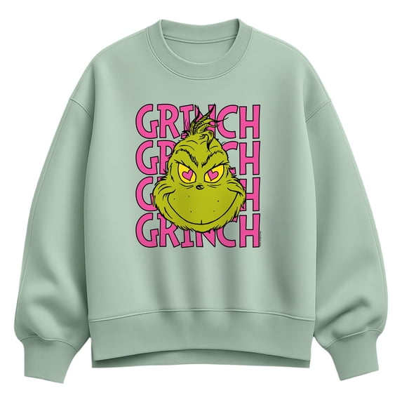 The Grinch - Name Stacked - Women's Oversized Fleece Crew Sweatshirt
