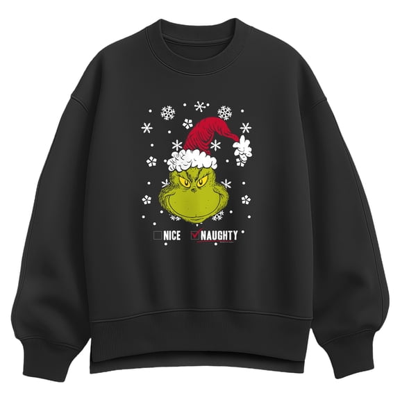 The Grinch - Naughty Check Women's Oversized Fleece Crew Sweatshirt