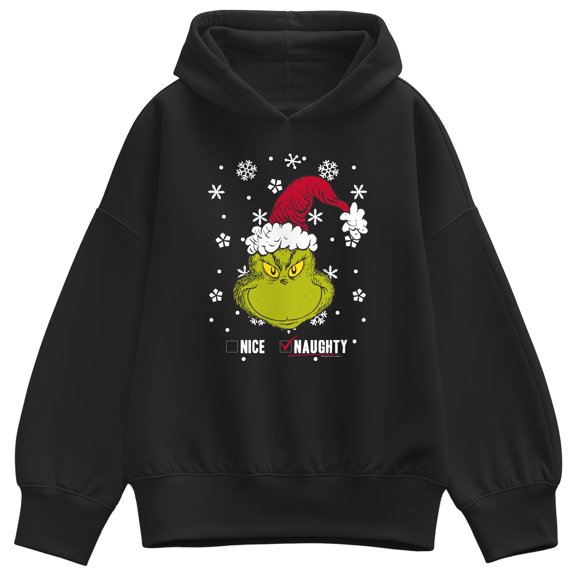 The Grinch - Naughty Check Women's Oversized Fleece Hoodie Sweatshirt