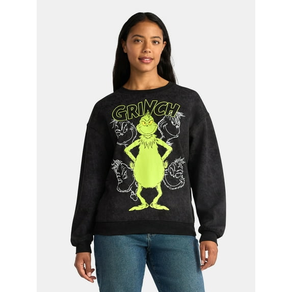 The Grinch Nice is Overrated Women's Graphic Fleece Sweatshirt with Long Sleeves, Sizes XXS-XXL