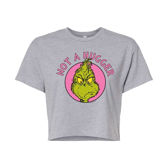 The Grinch - Not A Hugger Grinch  - Juniors Cropped Cotton Blend T-Shirt