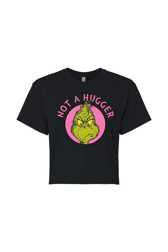 The Grinch - Not A Hugger Grinch - Juniors Cropped Cotton Blend T-Shirt