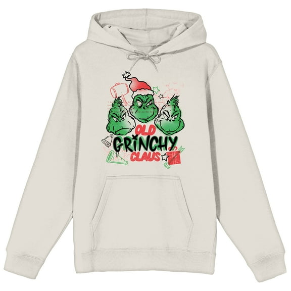 The Grinch Old Grinchy Claus Adult Sand Long Sleeve Hooded Sweatshirt-XXL
