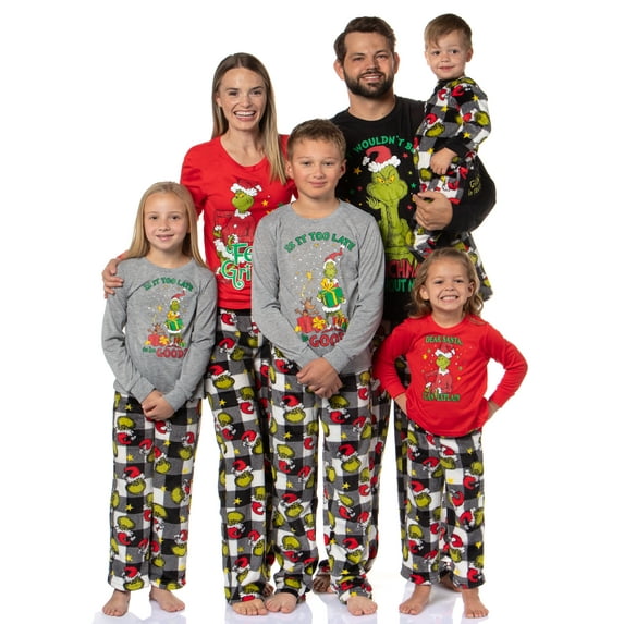 The Grinch Pajamas Dr Seuss The Grinch Holiday AOP Fleece Footed Pajama Set Zip Up and Snap Closure Union Suit w Beanie