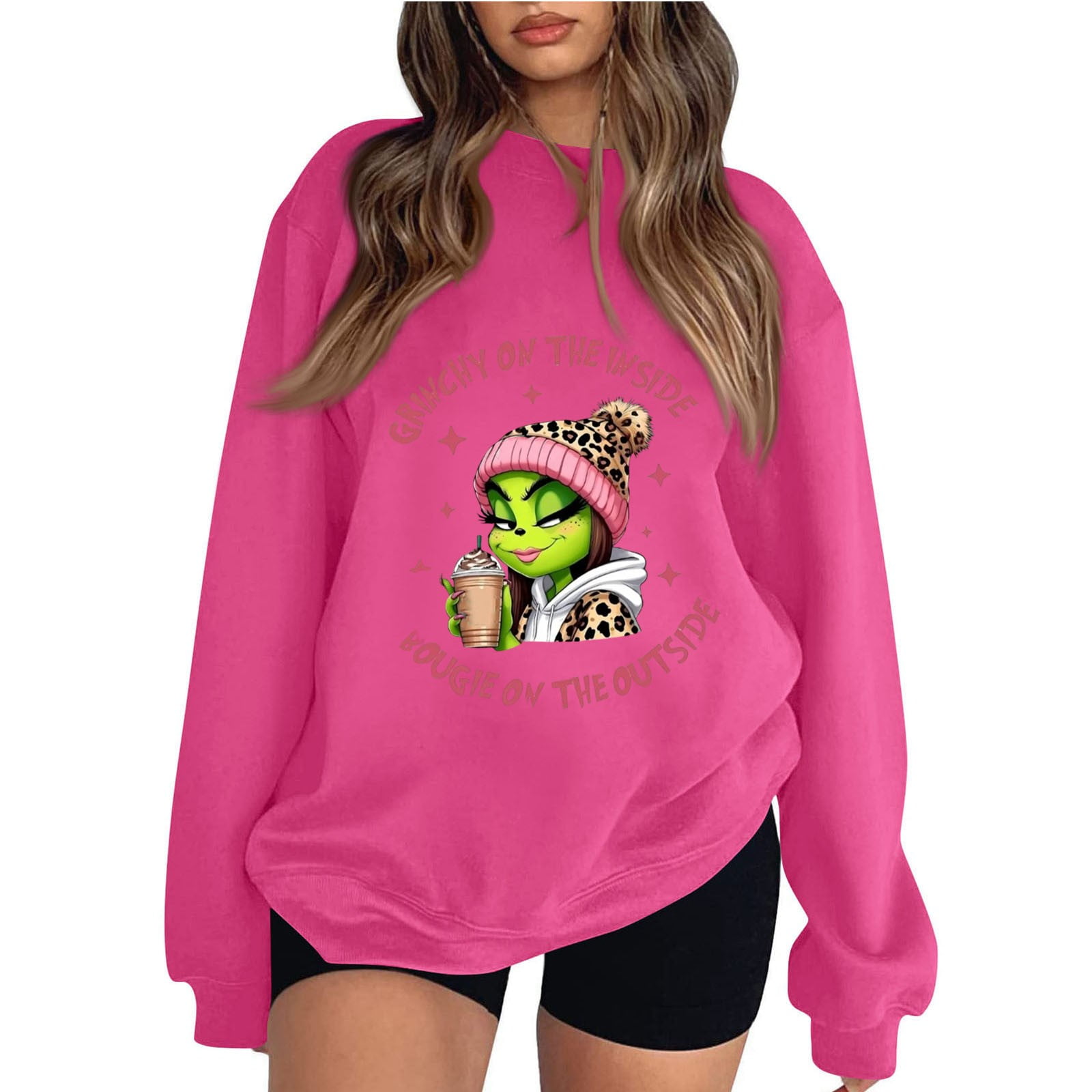 2024 Christmas Grinch Print Hoodies Christmas Women's Fashion Casual ...