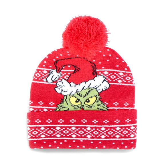 The Grinch Pom Beanie, Red Green