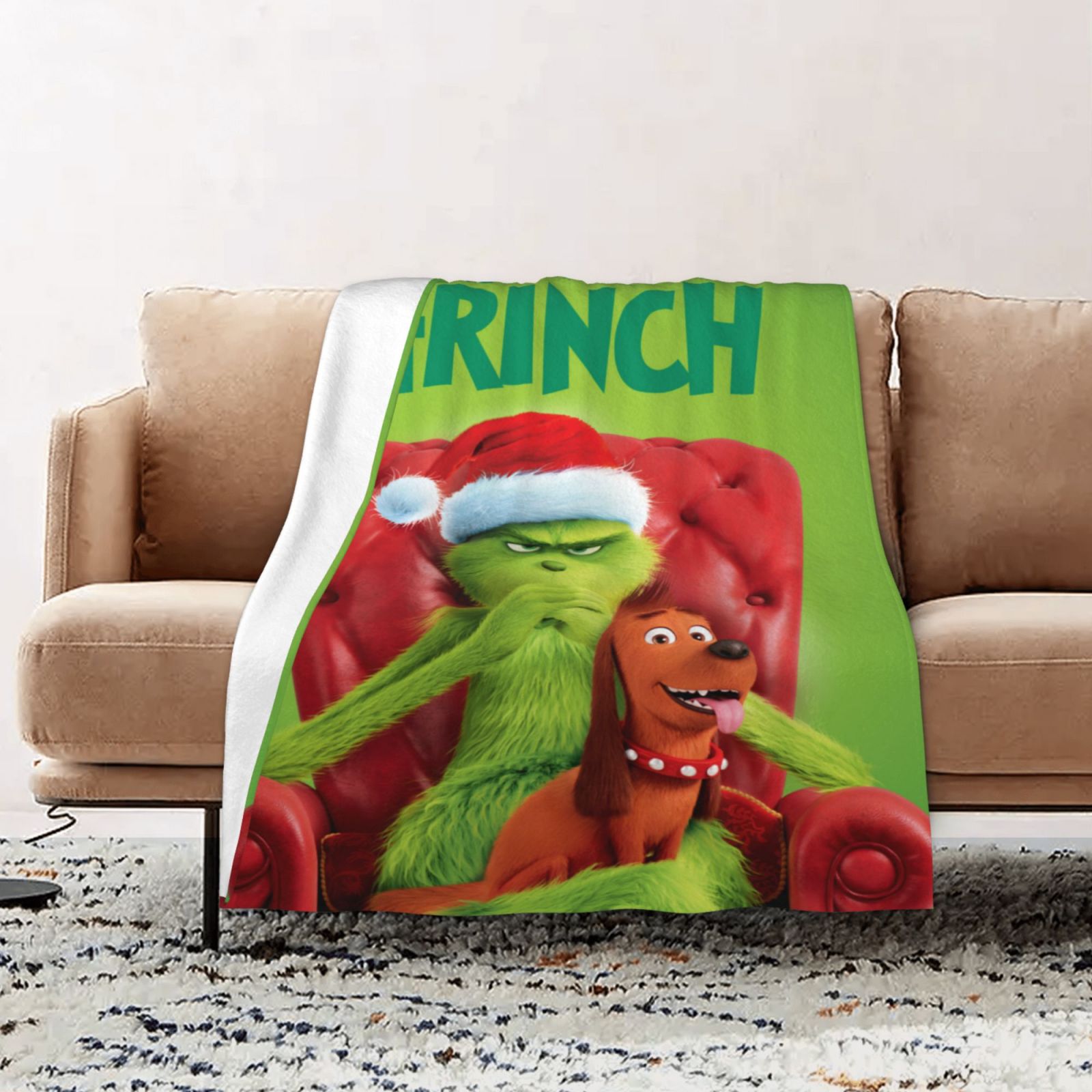 The Grinch Poster Blanket Soft Fuzzy Fleece Antipilling Flannel Throw